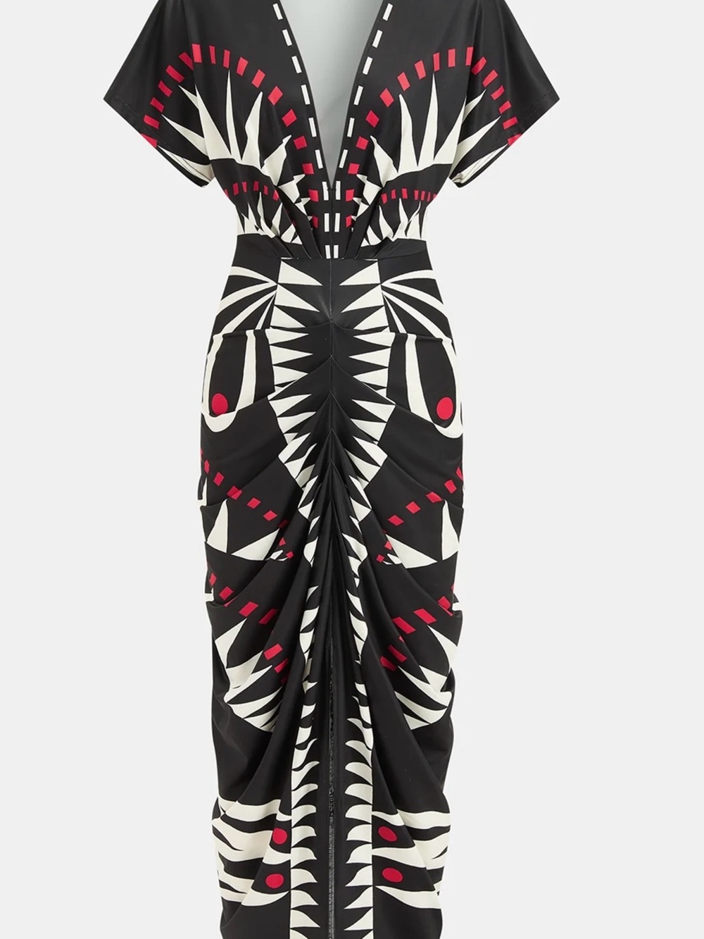 Commense Geometric Print Deep V-Neck Midi Dress - Medium - Picture 4 of 8